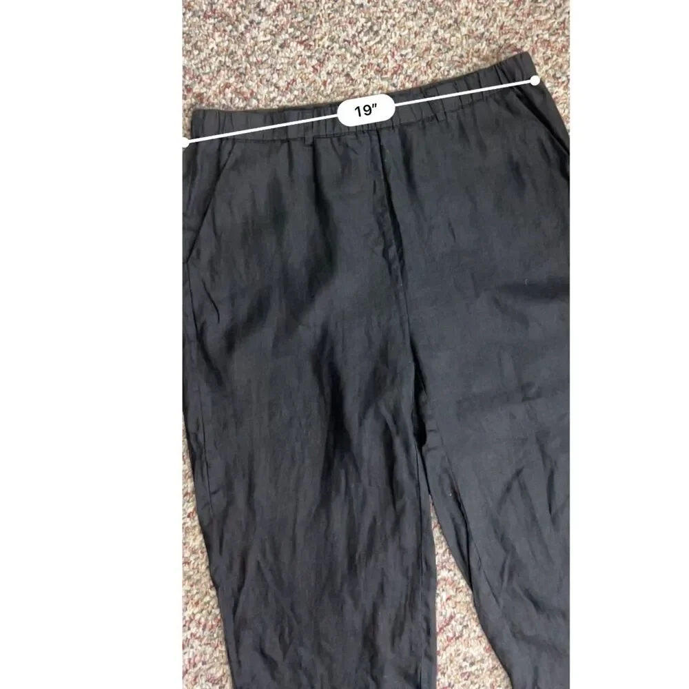 Quince Women's Black NWOT European Linen Elastic Waist Wide Leg Pants Size XL